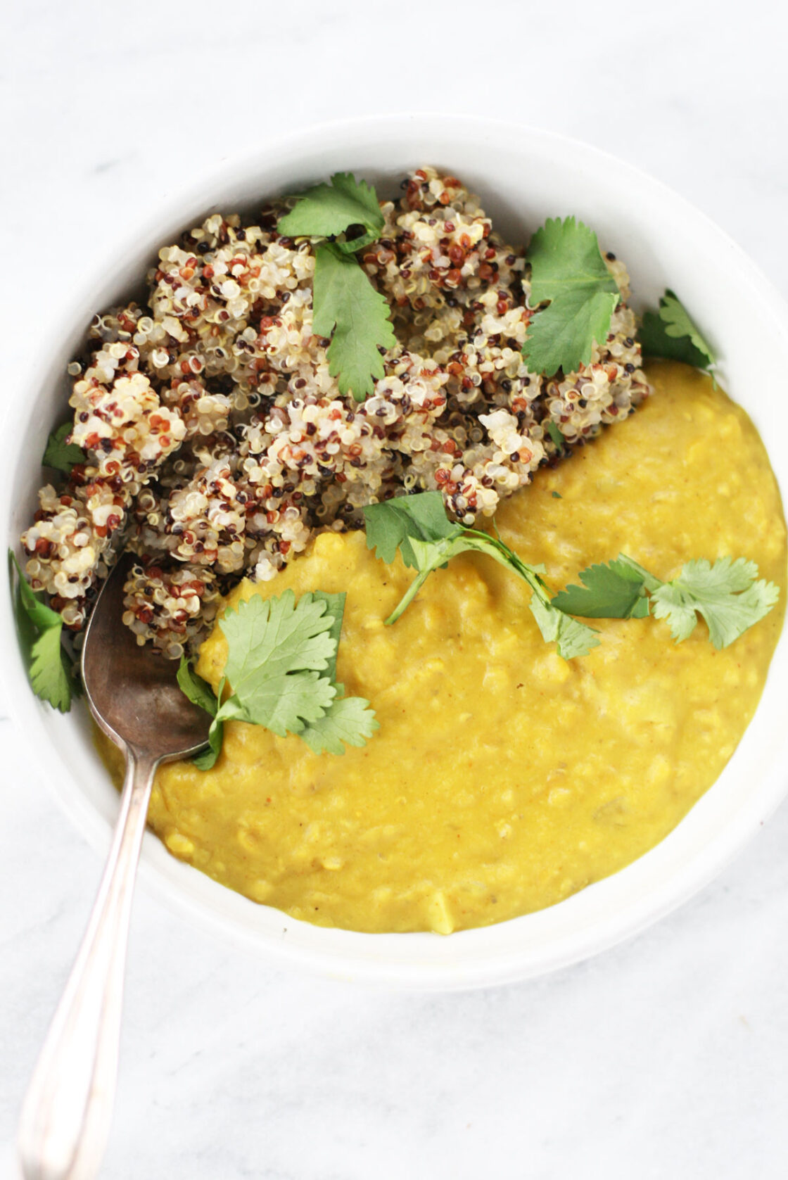 vegan red lentil dal with coconut milk and turmeric