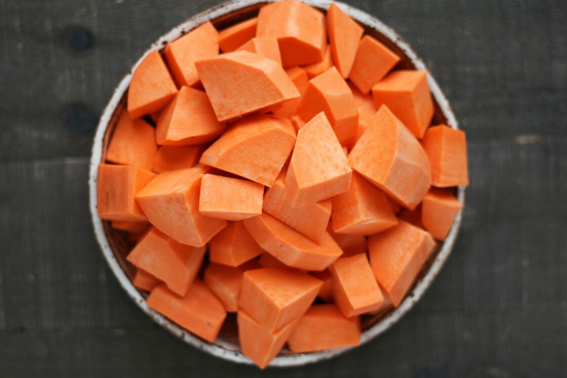 peeled and cubed sweet potatoes