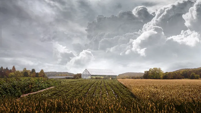 Astad winery stands out beneath a looming sky