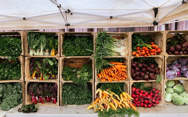 Beautiful farmers market stand organic produce which is the only way to avoid harmful pesticides as listed on the Dirty Dozen.