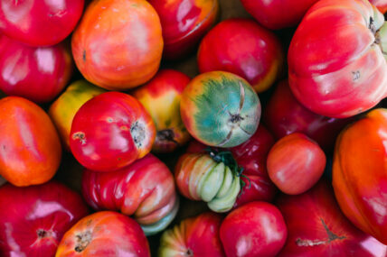 colorful different heirloom tomatoes