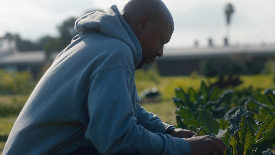 Compton Vegan founder Lemel Durrah in his garden.