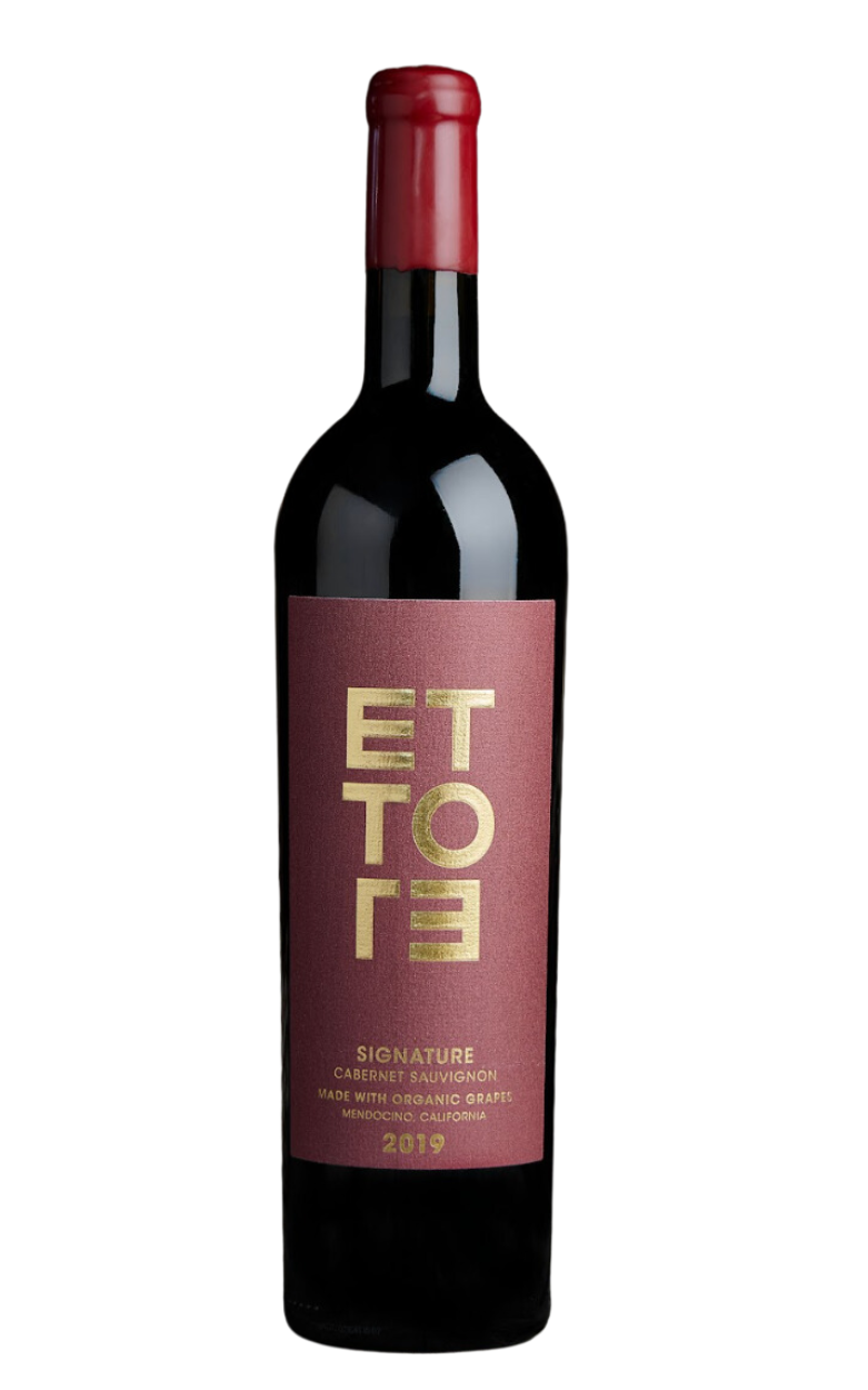 Image of a bottle biodynamic wine by Ettore in a dark bottle with a maroon label