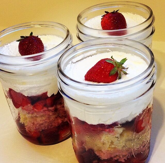 strawberry shortcake in mason jars photo