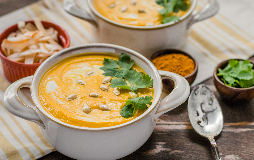 Vegan Creamy Curried Butternut Squash Soup with a Secret Ingredient