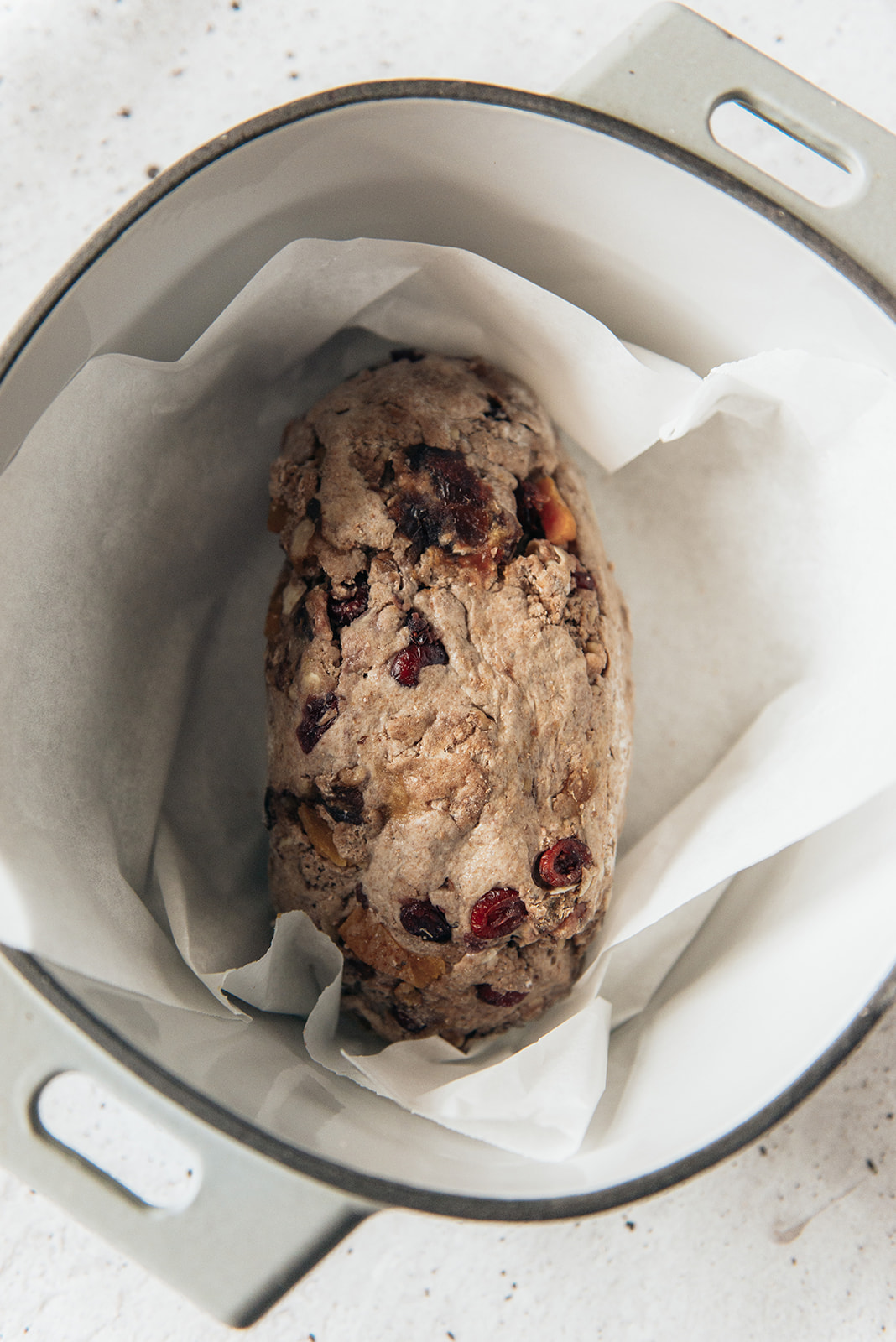 images of directions of how to make no-knead bread with spelt, fruit and nuts