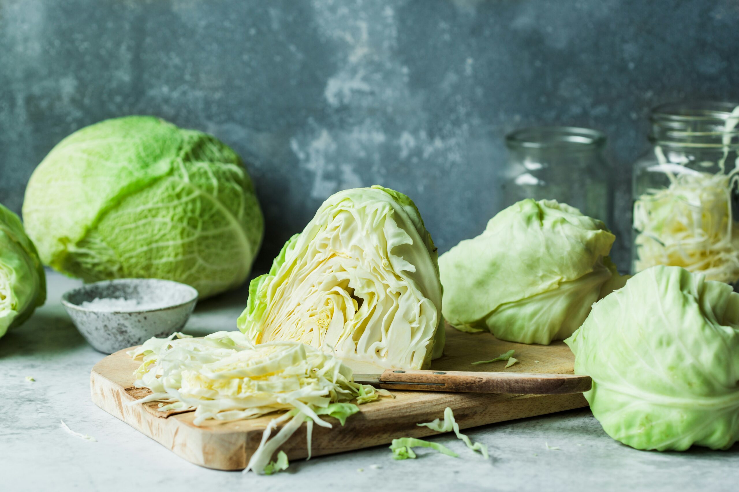 Image of cabbage being prepared in several ways.