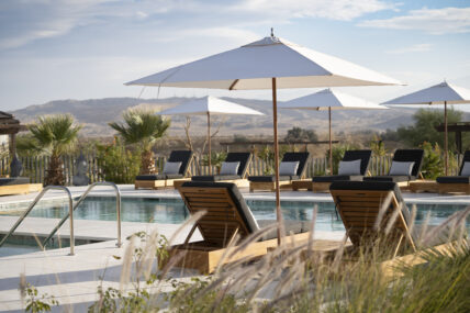 We Care Spa California view of pool looking out to the mountains in the background. A gorgeous place to detox and reboot.